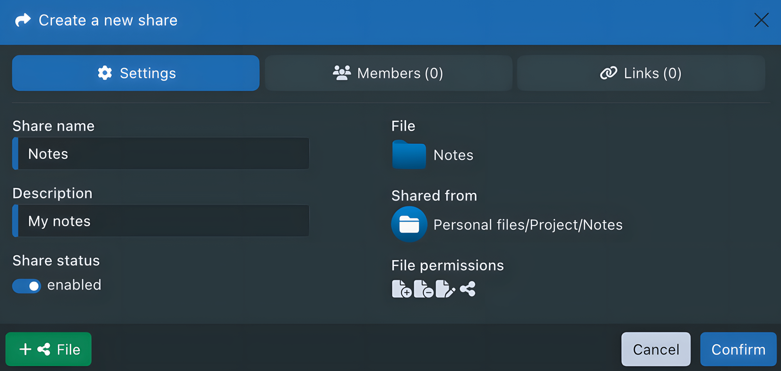 Share Settings share settings