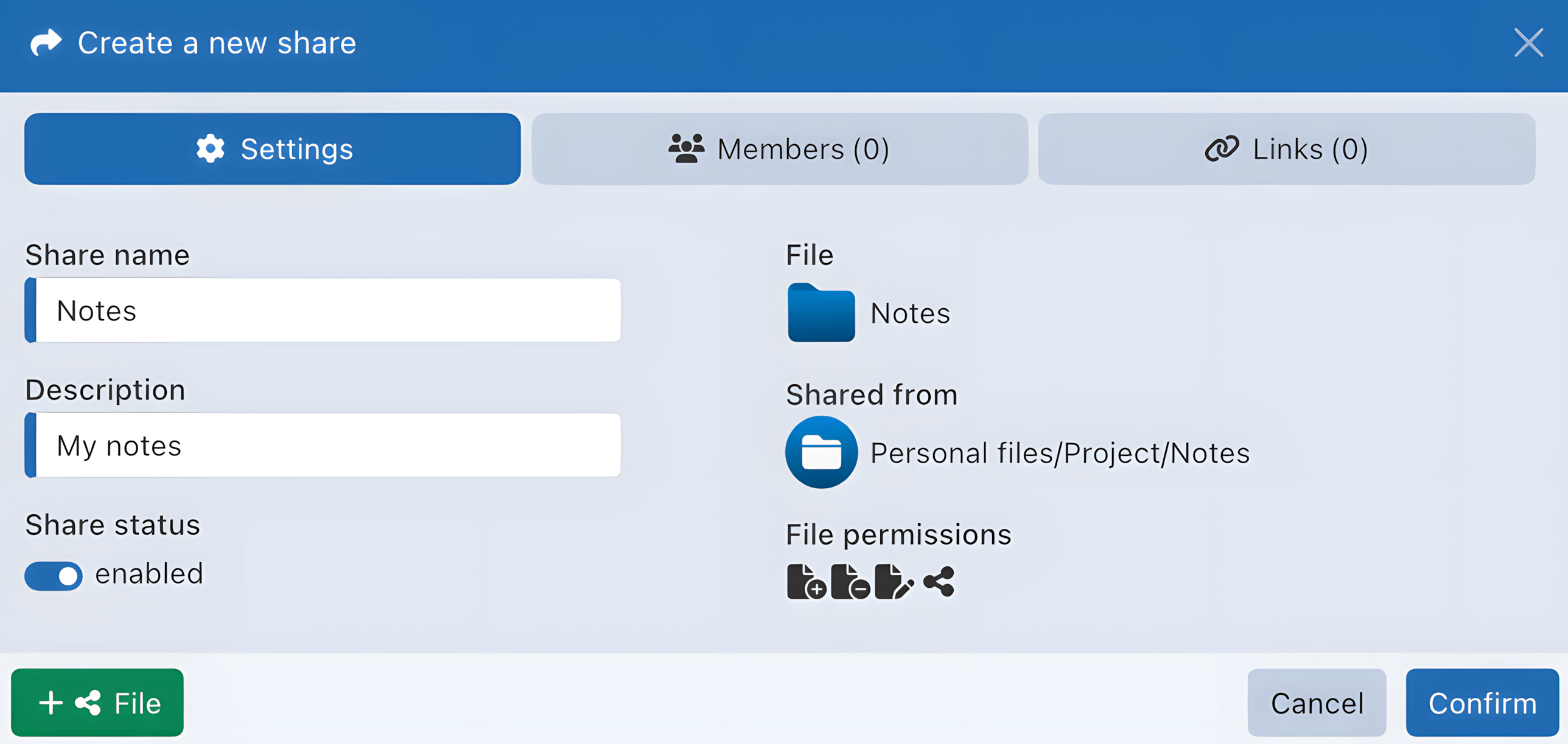 Share Settings share settings