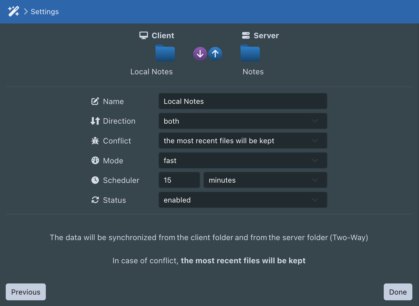 Sync settings sync settings