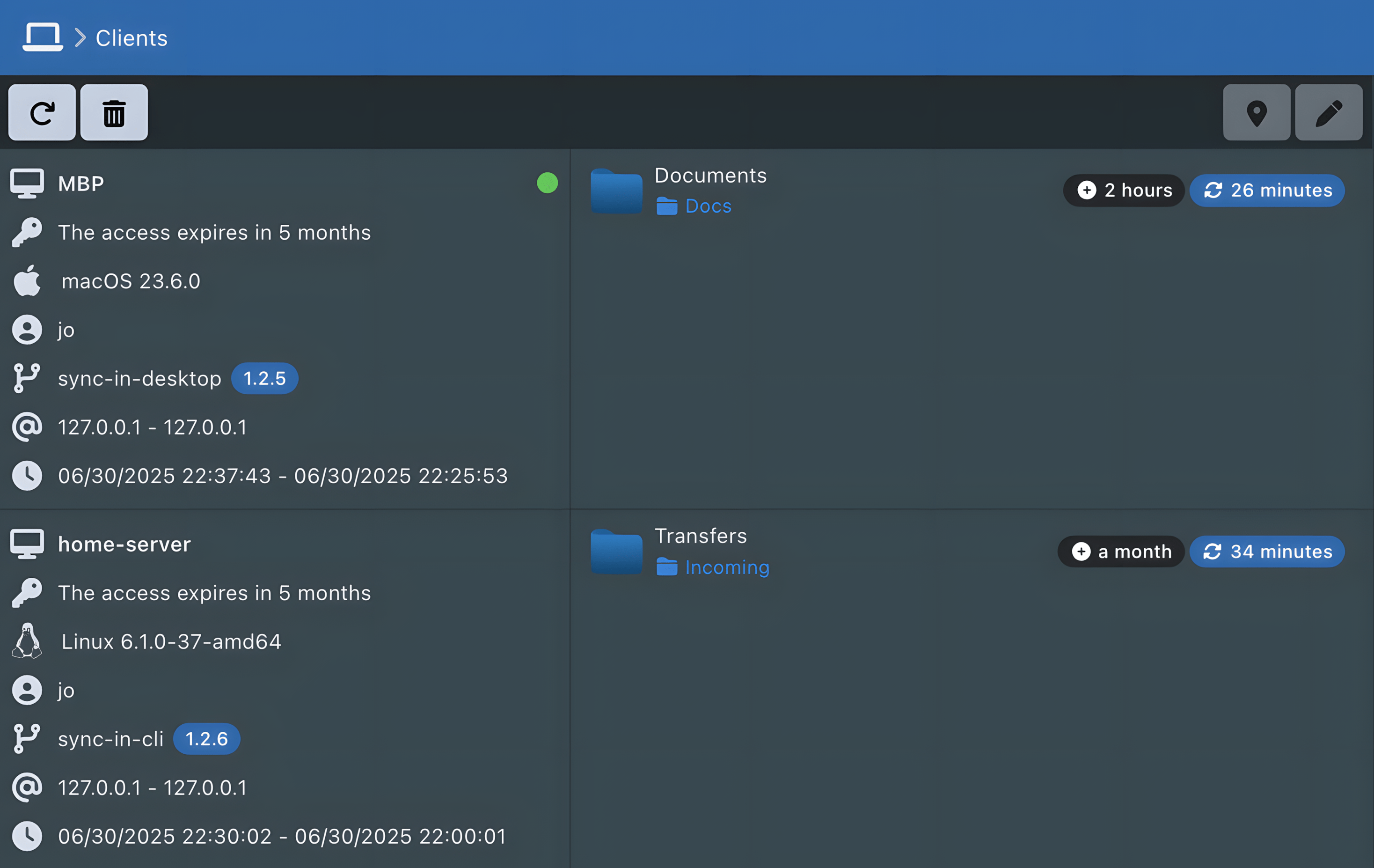 Client applicativi Sync-in e percorsi di sincronizzazione